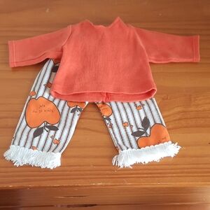 Orange Top and Striped Pants Set